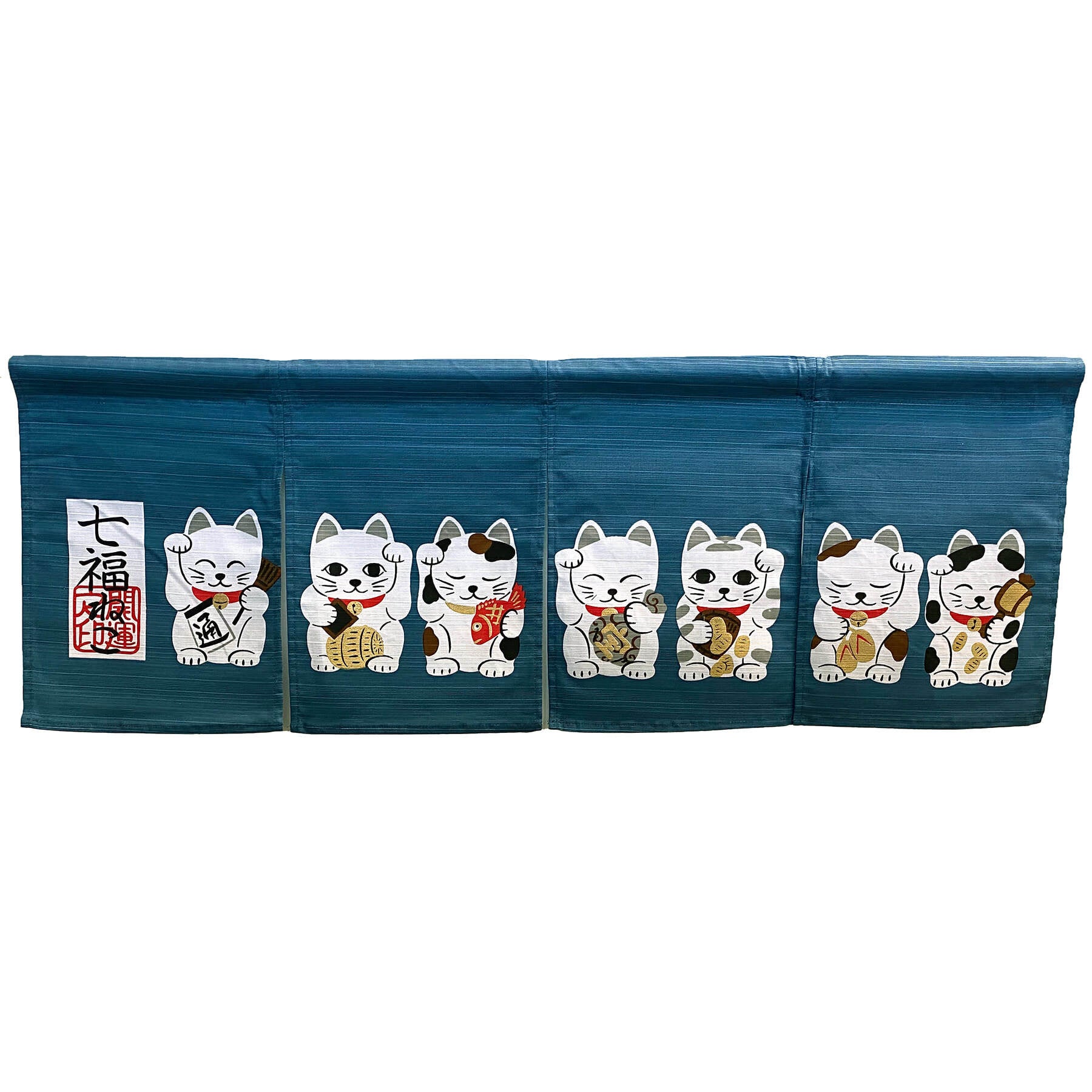 Noren, rideau japonais au motif de maneki neko, décoration asiatique Noren, rideau japonais au motif de maneki neko, décoration asiatique
